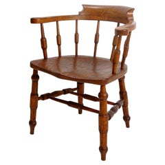 English 19th Century Smokers Bow Chair - Elm Wood