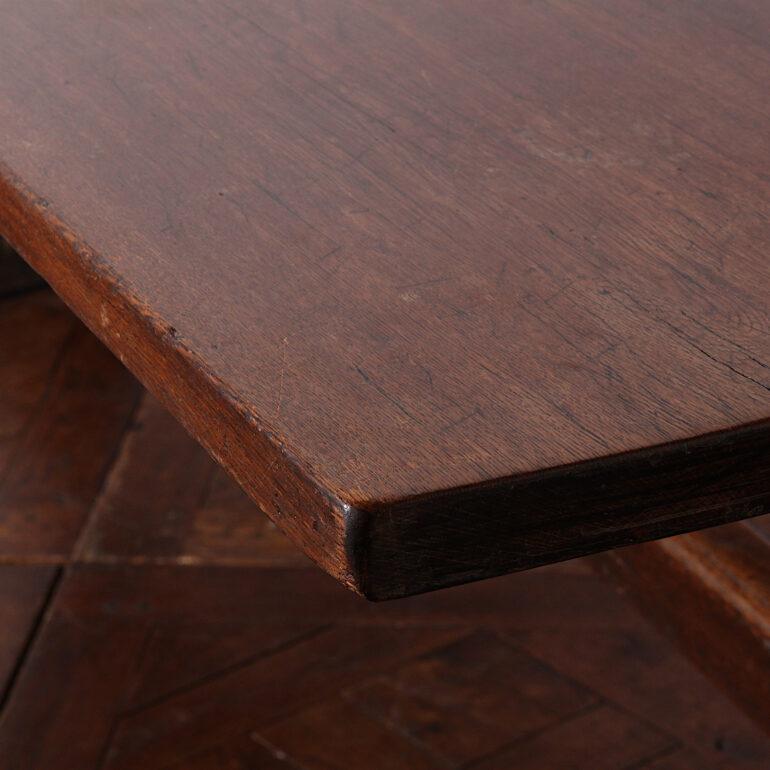 English 19th Century Solid Oak Trestle Refectory Table 2