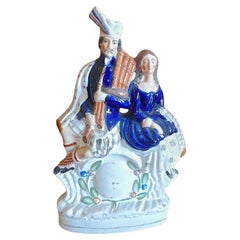 Figurine en porcelaine anglaise du 19ème siècle du Staffordshire représentant Bonnie Prince Charles