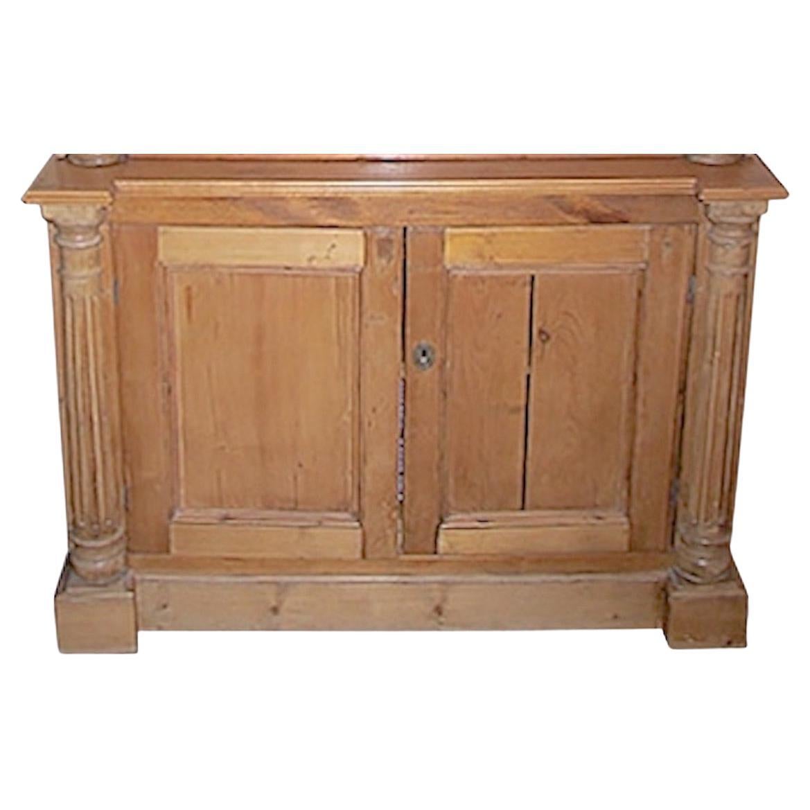 English 19th Century Stained Buffet with Two Solid Doors and One Shelf For Sale