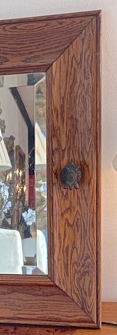 English 19th Century Stained Oak Framed Mirror with Beveled Glass