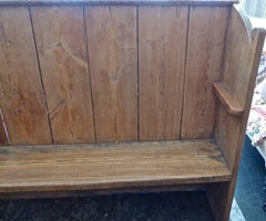 English 19th Century Stained Pine Church Pew