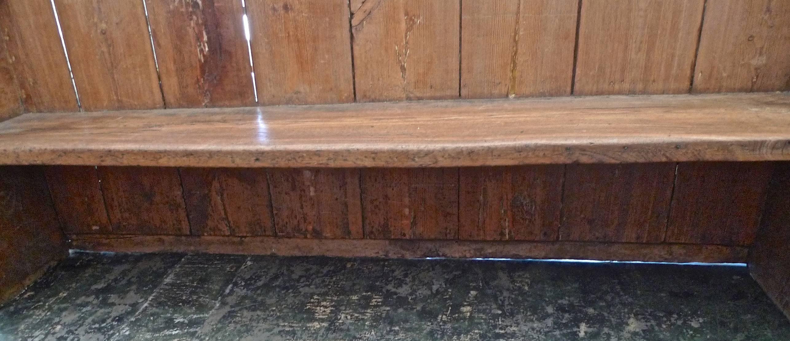 English 19th Century Stained Pine Church Pew 1