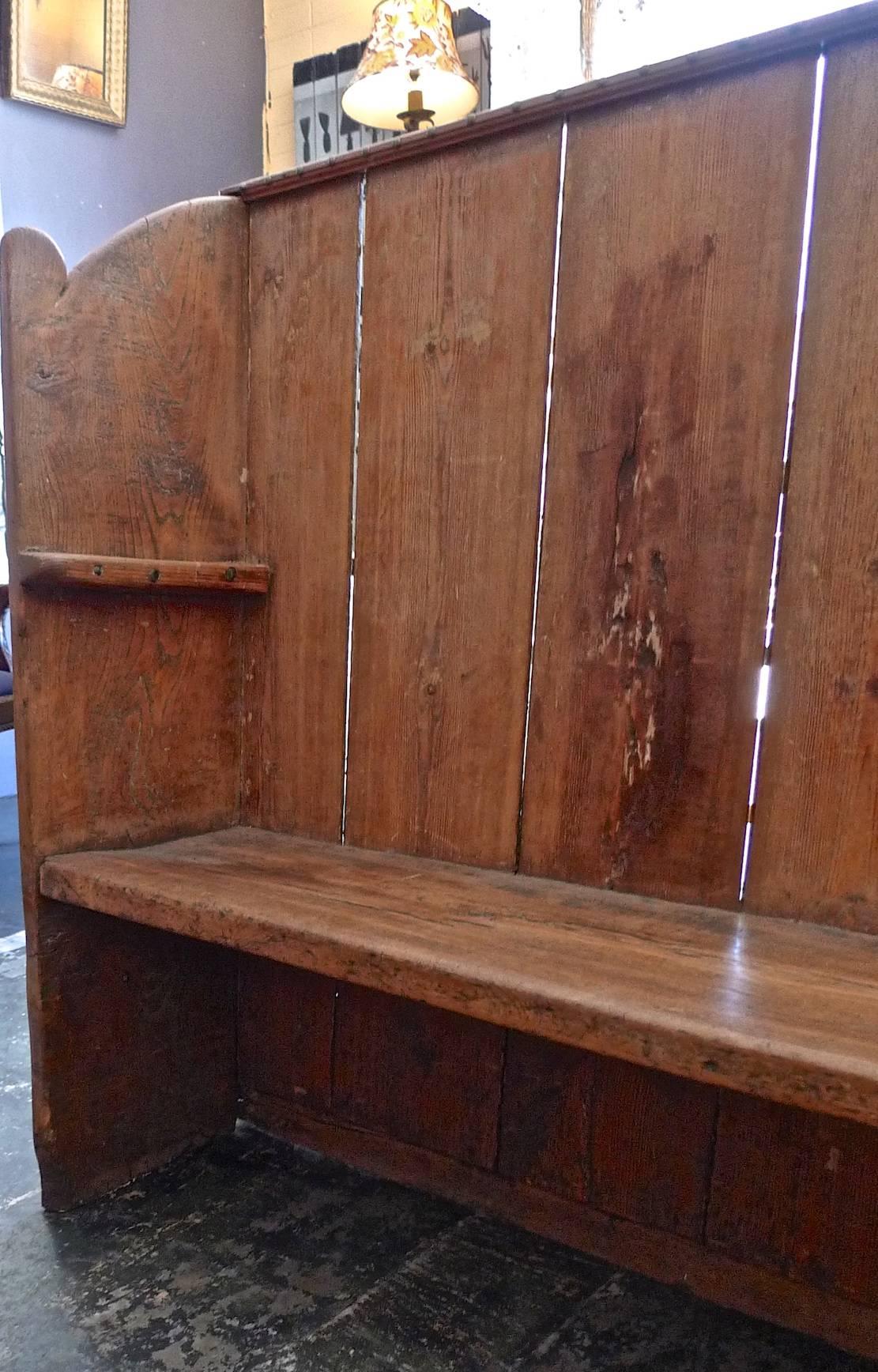 English 19th Century Stained Pine Church Pew 2