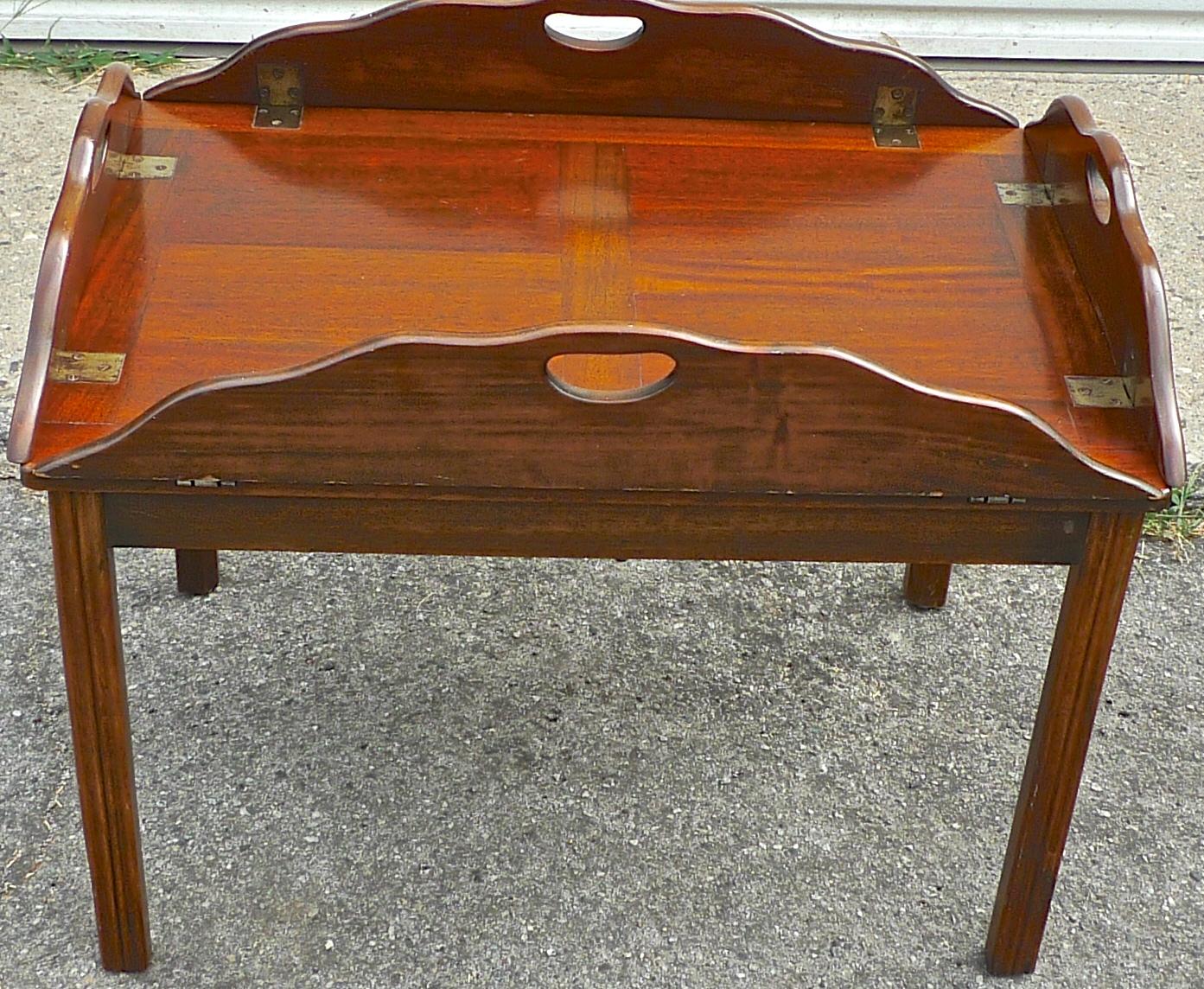 English 19th Century Stained Walnut Butler's Tray Table 1
