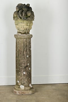 English 19th Century Stone Column & Fruit Basket