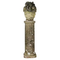 English 19th Century Stone Column & Fruit Basket