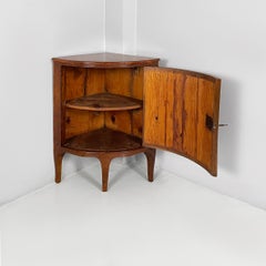 English 19th century style corner console in inlaid wood, 1940s
