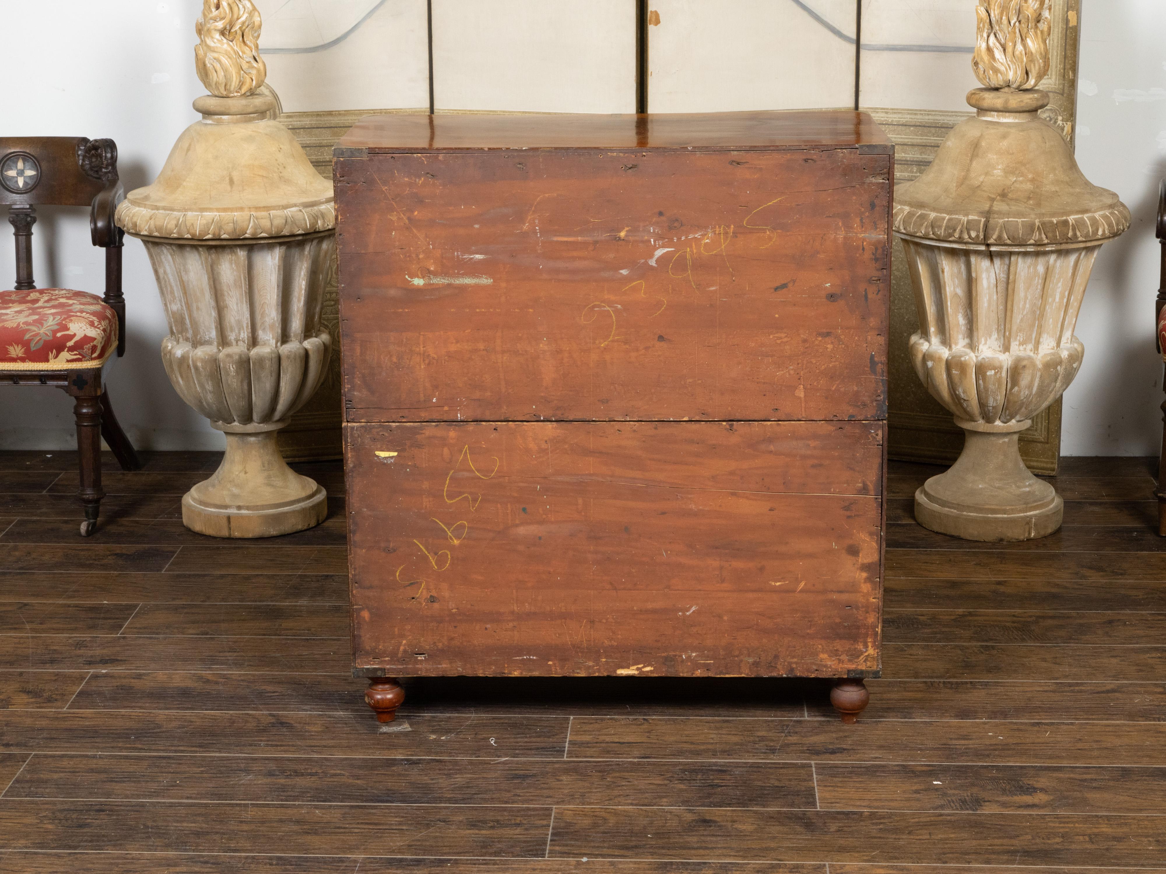 English 19th Century Teak Campaign Chest with Five Drawers and Brass Hardware For Sale 4