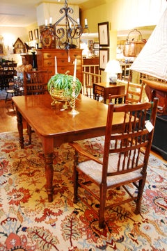 English 19th Century Teak Farmhouse Table with Turned Legs