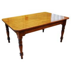 English 19th Century Teak Farmhouse Table with Turned Legs