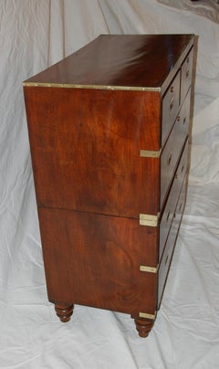 English 19th Century Teak Officer's Campaign or Military Chest in Two Parts