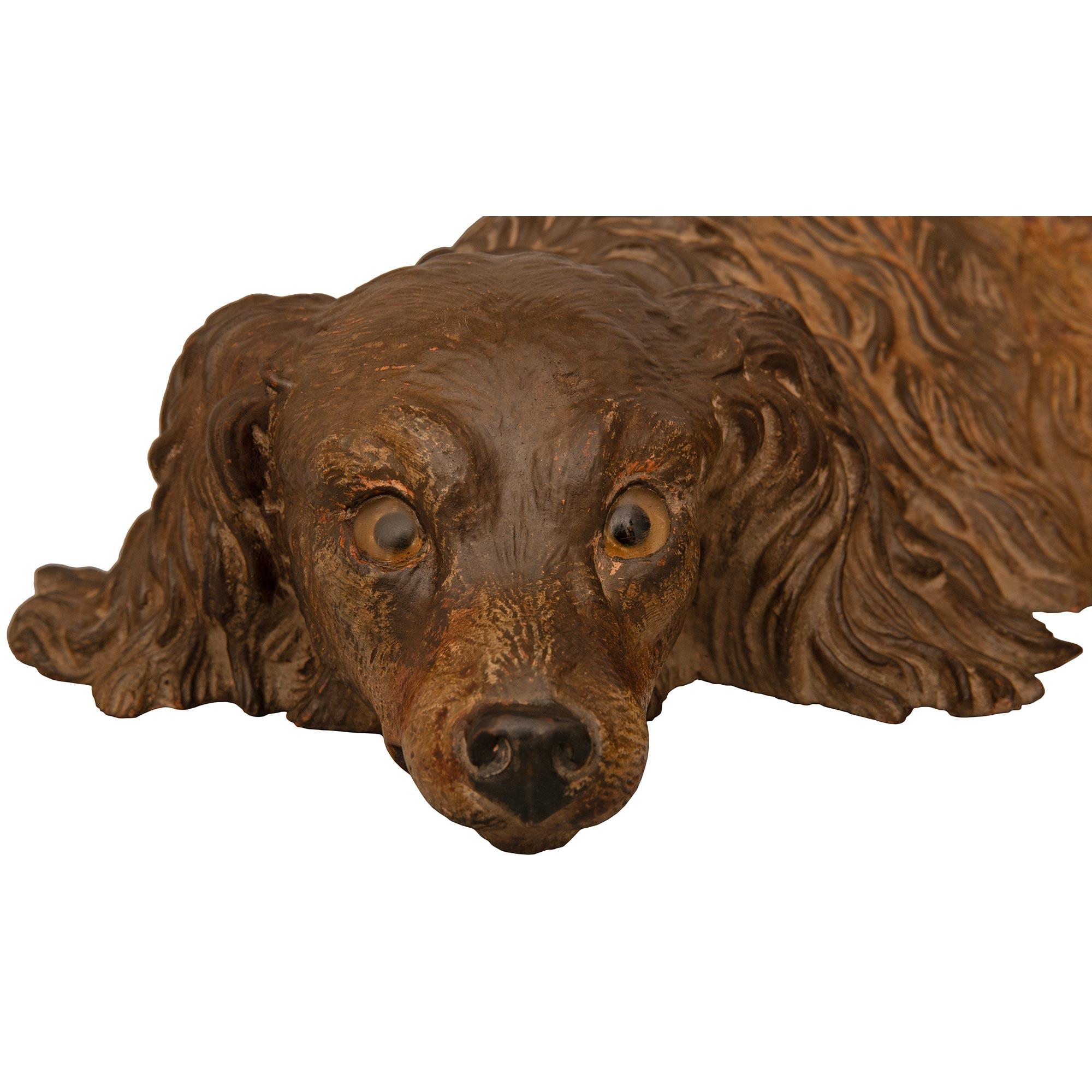 XIXe siècle Statue de chien en terre cuite anglaise du 19e siècle en vente