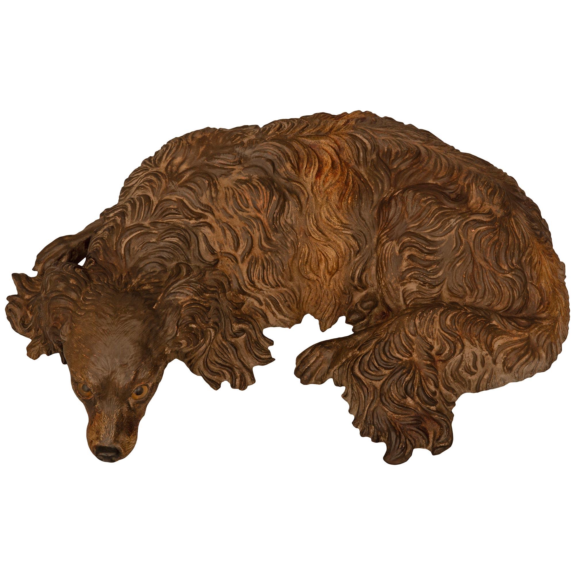 Statue de chien en terre cuite anglaise du 19e siècle en vente 2