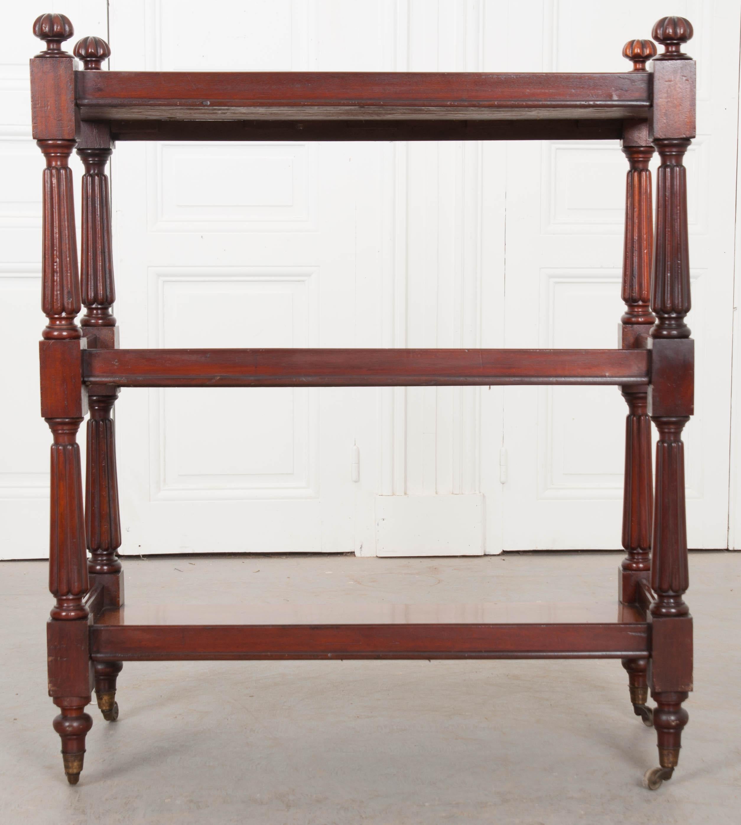 English 19th Century Three-Tier Mahogany Tea Trolley 6