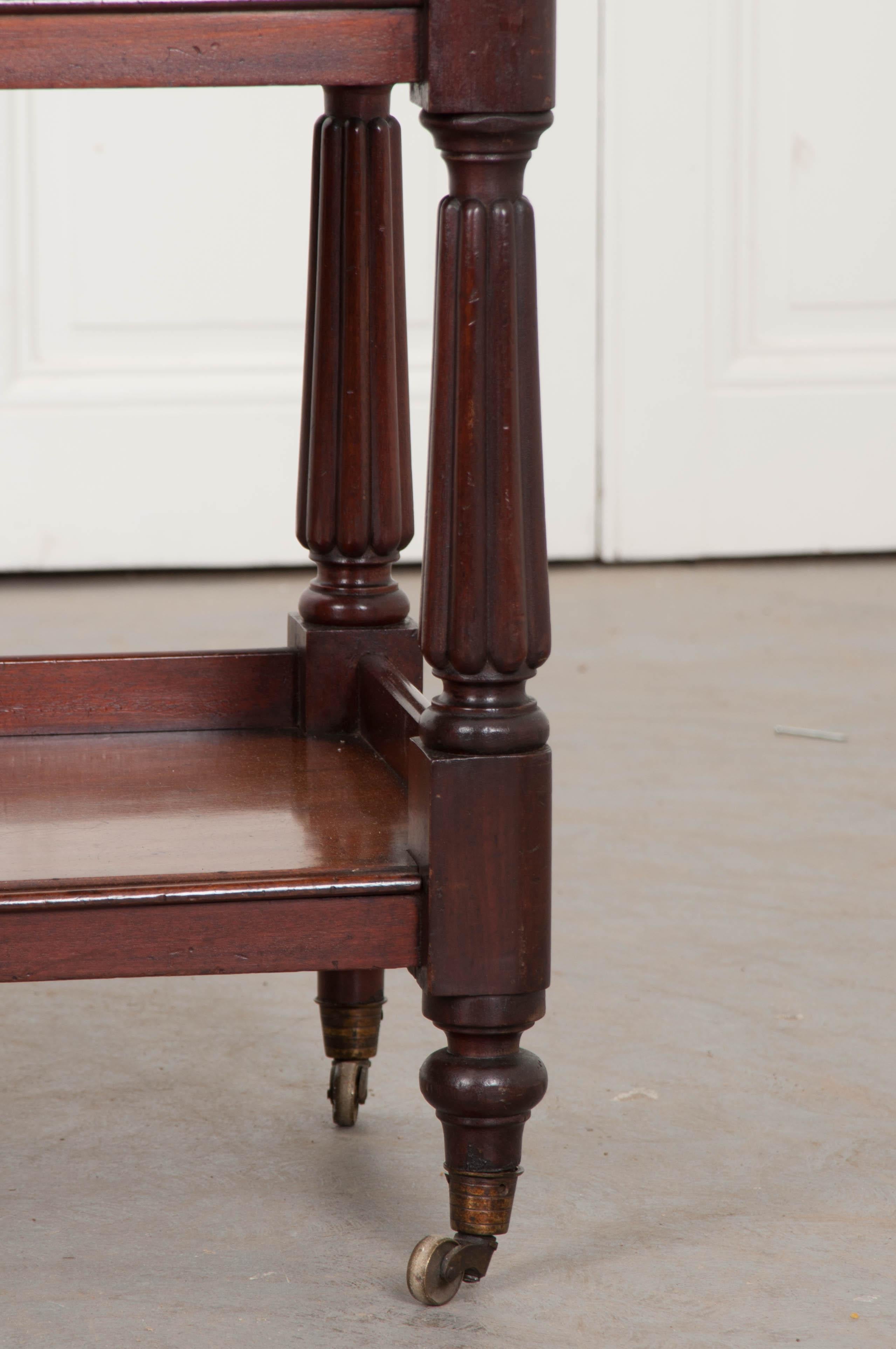 Brass English 19th Century Three-Tier Mahogany Tea Trolley