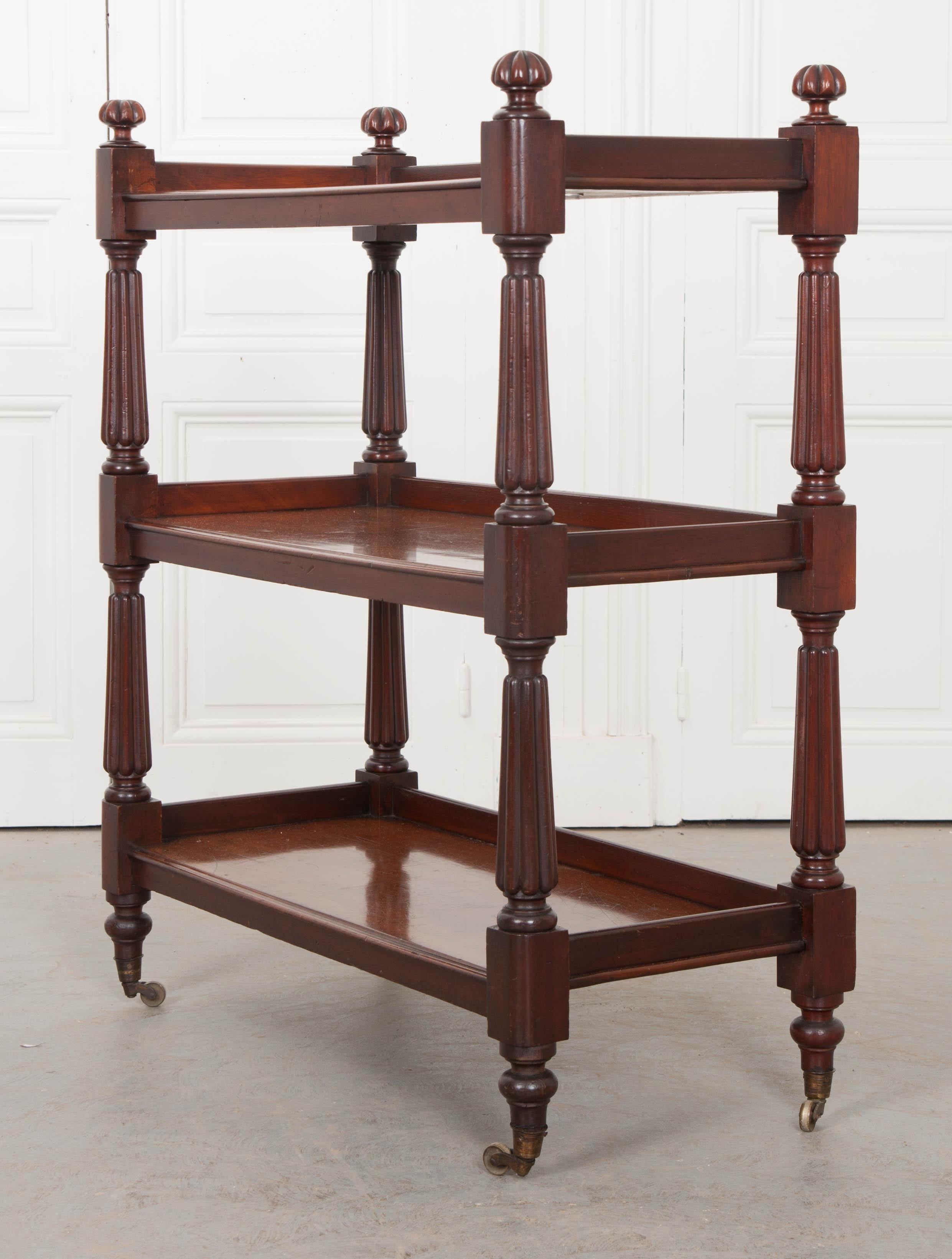 English 19th Century Three-Tier Mahogany Tea Trolley 3