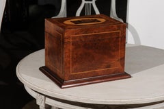 English 19th Century Tunbridge Ware Dresser Top Jewelry Box with Castle Decor