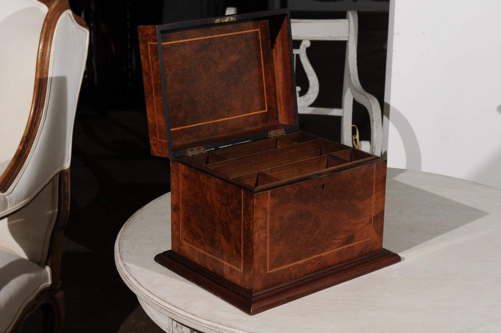 English 19th Century Tunbridge Ware Dresser Top Jewelry Box with Castle Decor 1