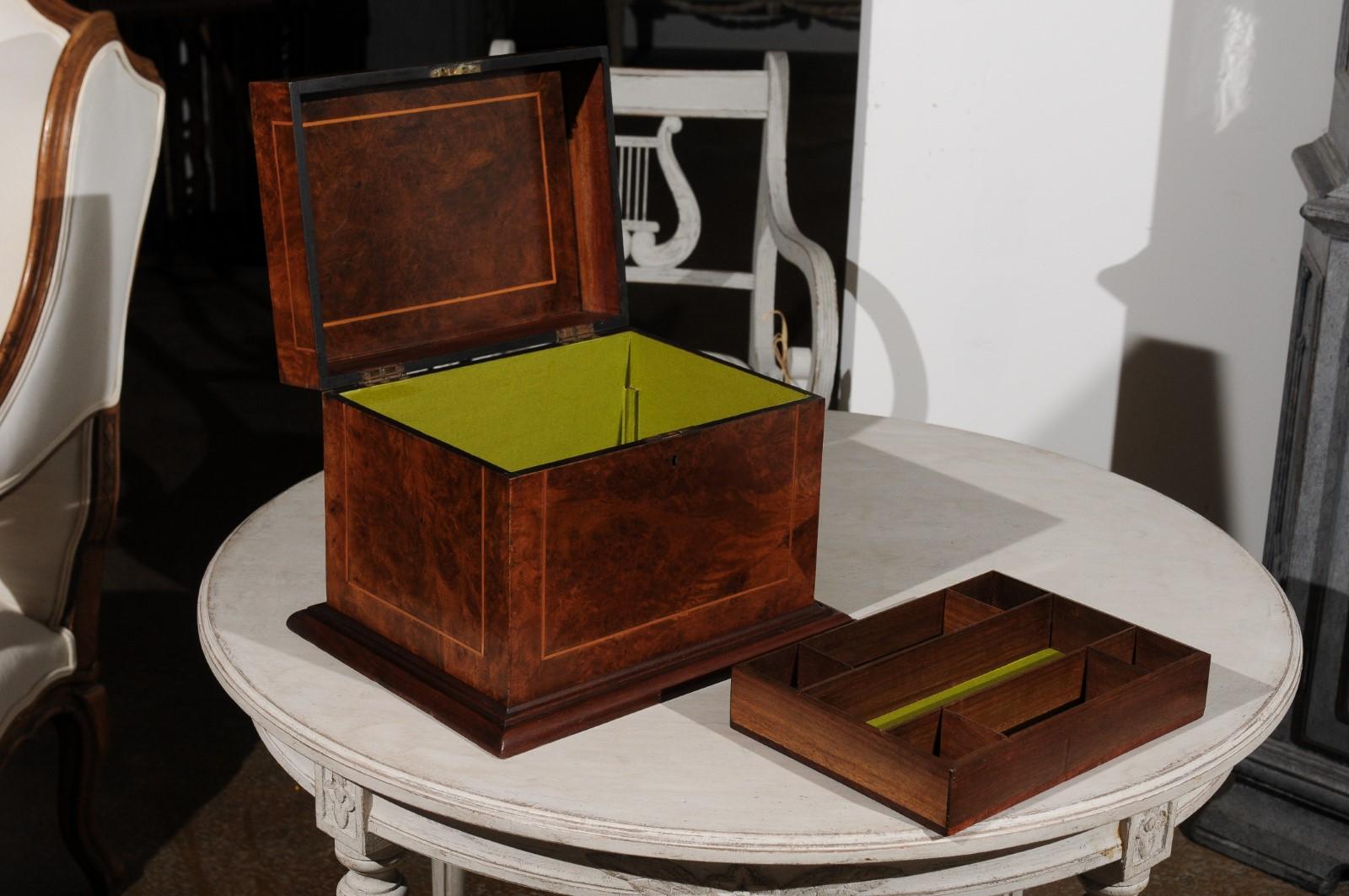 English 19th Century Tunbridge Ware Dresser Top Jewelry Box with Castle Decor 2