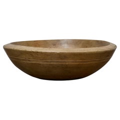 English 19th Century Turned Birch Bowl with Double Grooved Banding