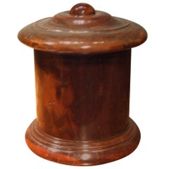 Caja de cuerda inglesa de Lignum Vitae torneada del siglo XIX