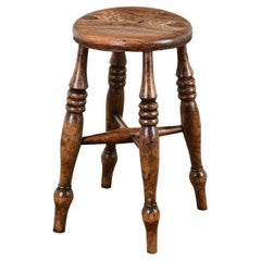 Sgabello inglese in Oak tornito del XIX secolo