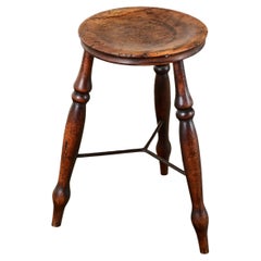 English 19th Century Turned Walnut Stool
