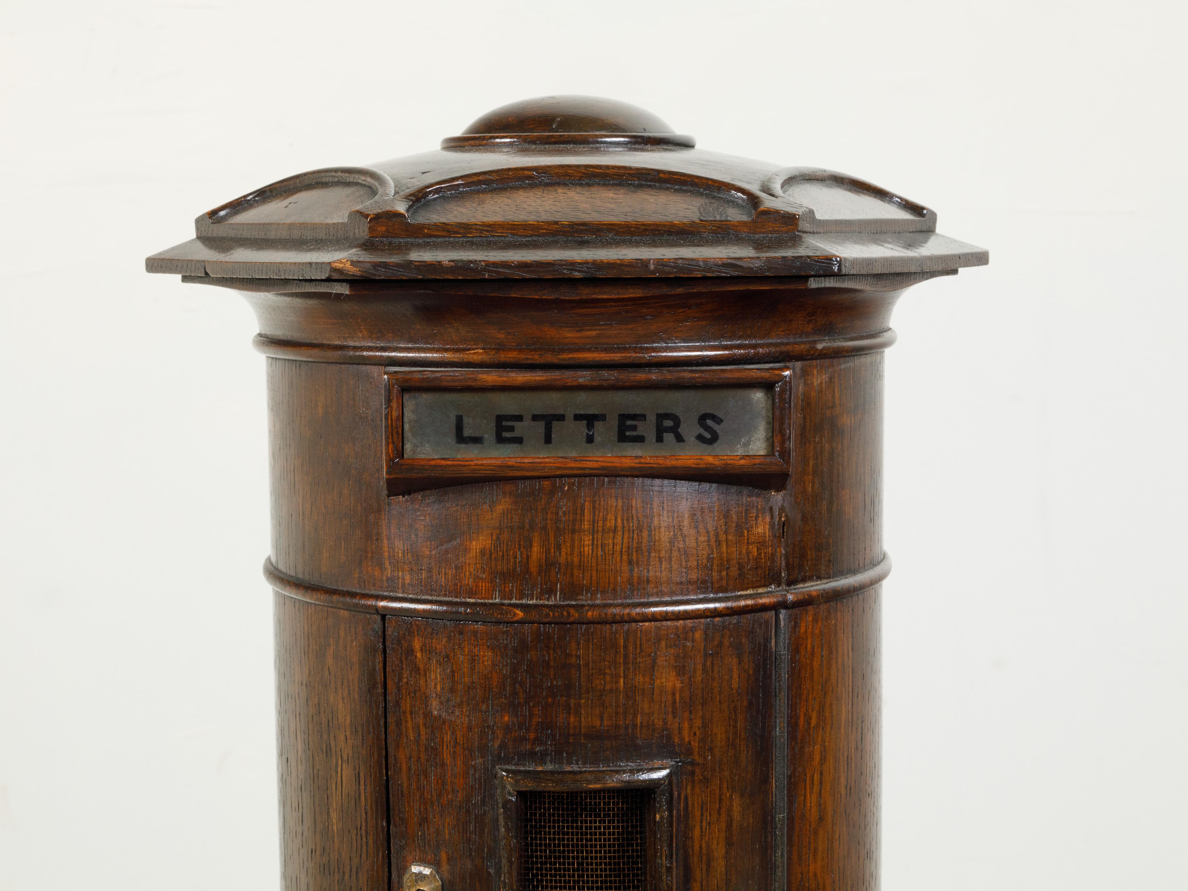 English 19th Century Two-Part Mailbox with Door, Drawer and Hexagonal Pedestal 6
