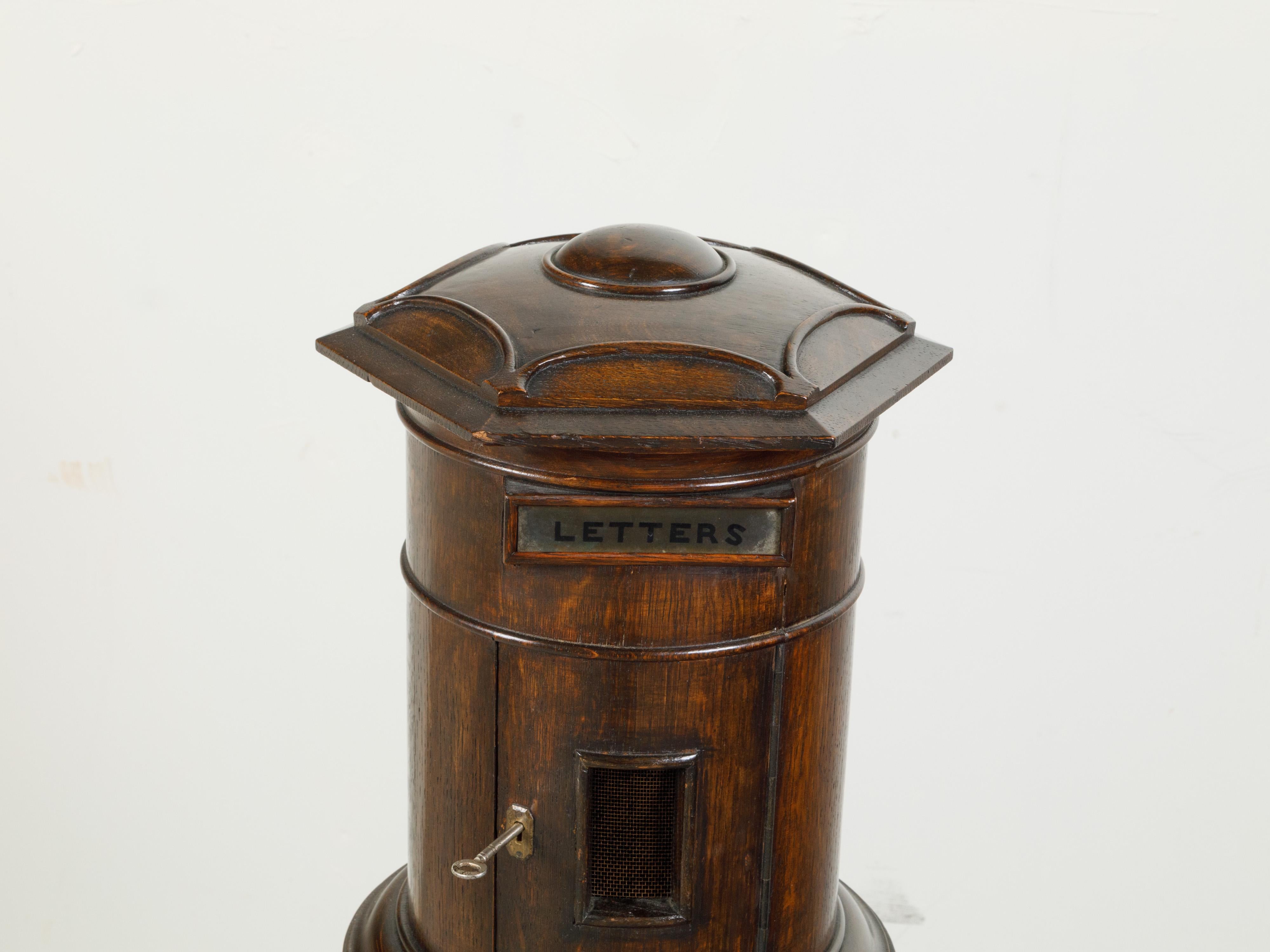 English 19th Century Two-Part Mailbox with Door, Drawer and Hexagonal Pedestal 7