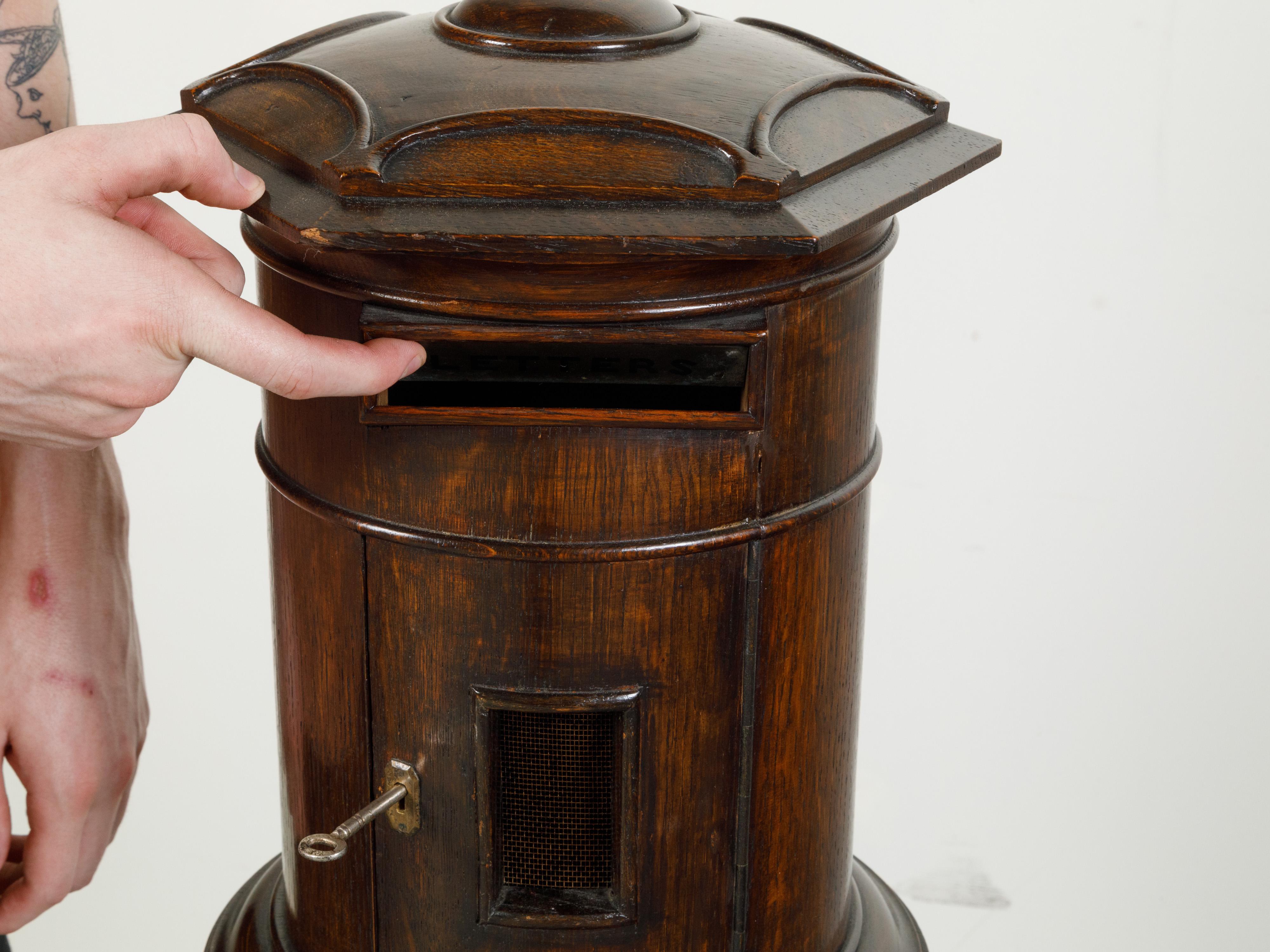English 19th Century Two-Part Mailbox with Door, Drawer and Hexagonal Pedestal 8