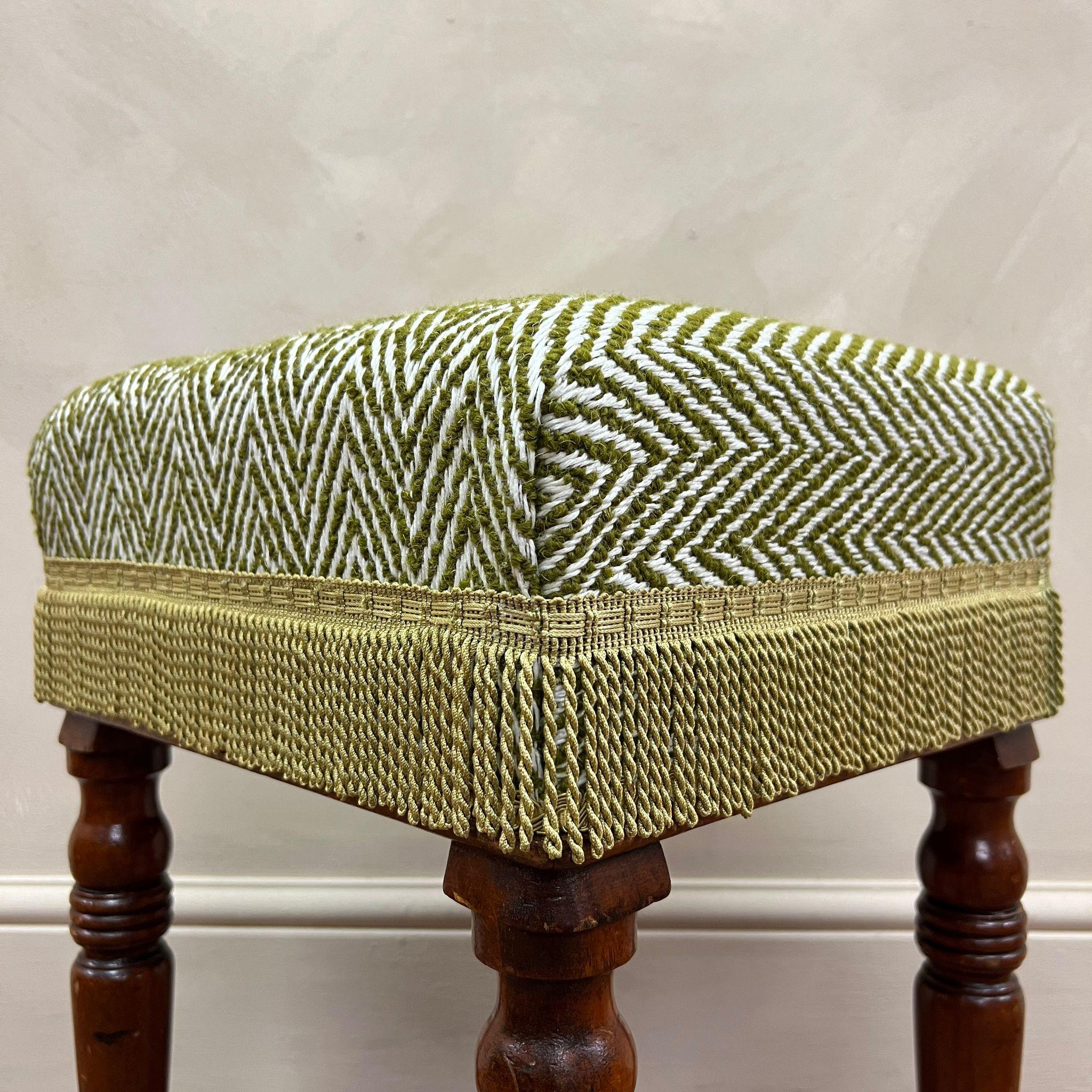 English 19th Century Upholstered FootStool For Sale 1