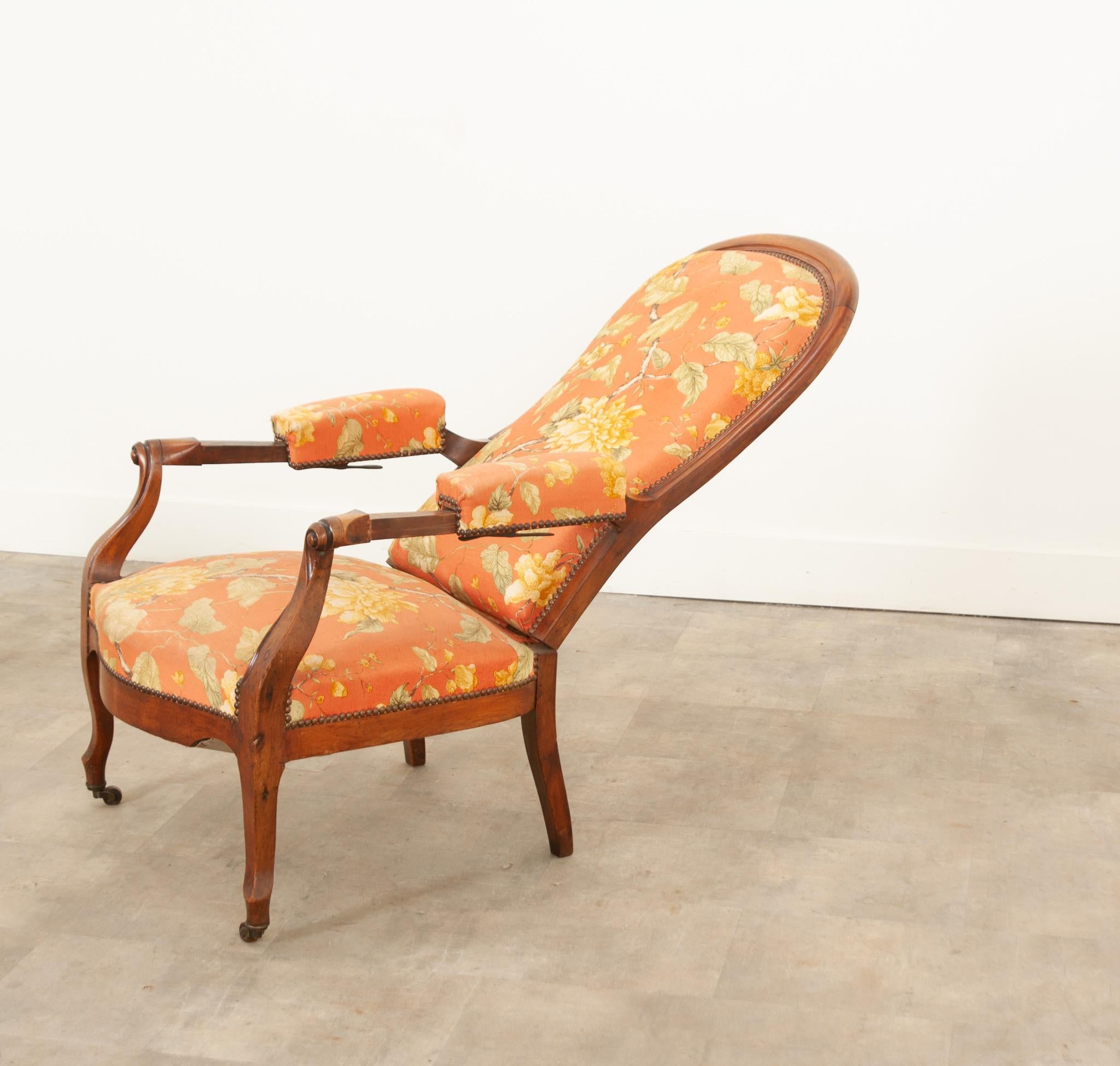 English 19th Century Upholstered Mahogany Recliner For Sale 5