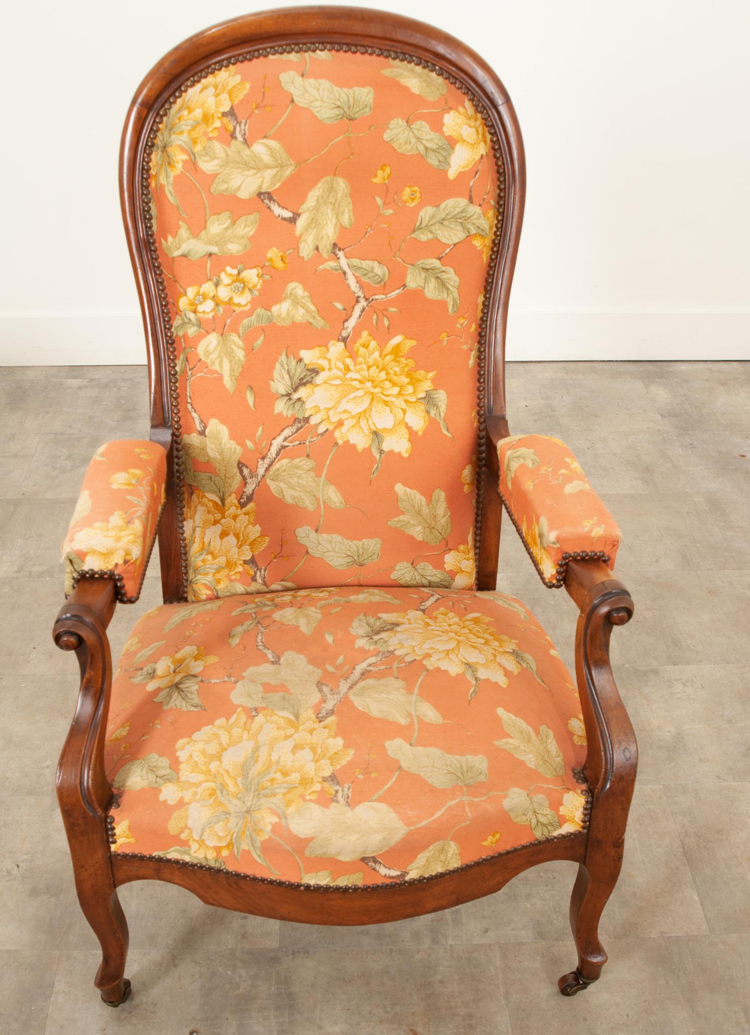 Hand-Crafted English 19th Century Upholstered Mahogany Recliner For Sale