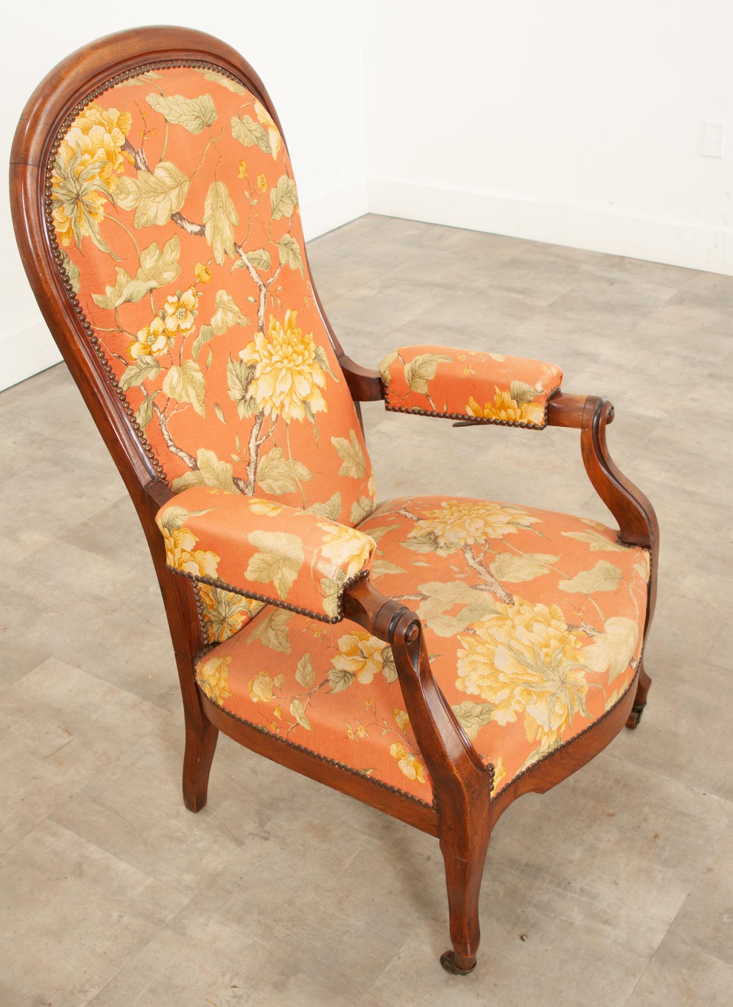 Upholstery English 19th Century Upholstered Mahogany Recliner For Sale