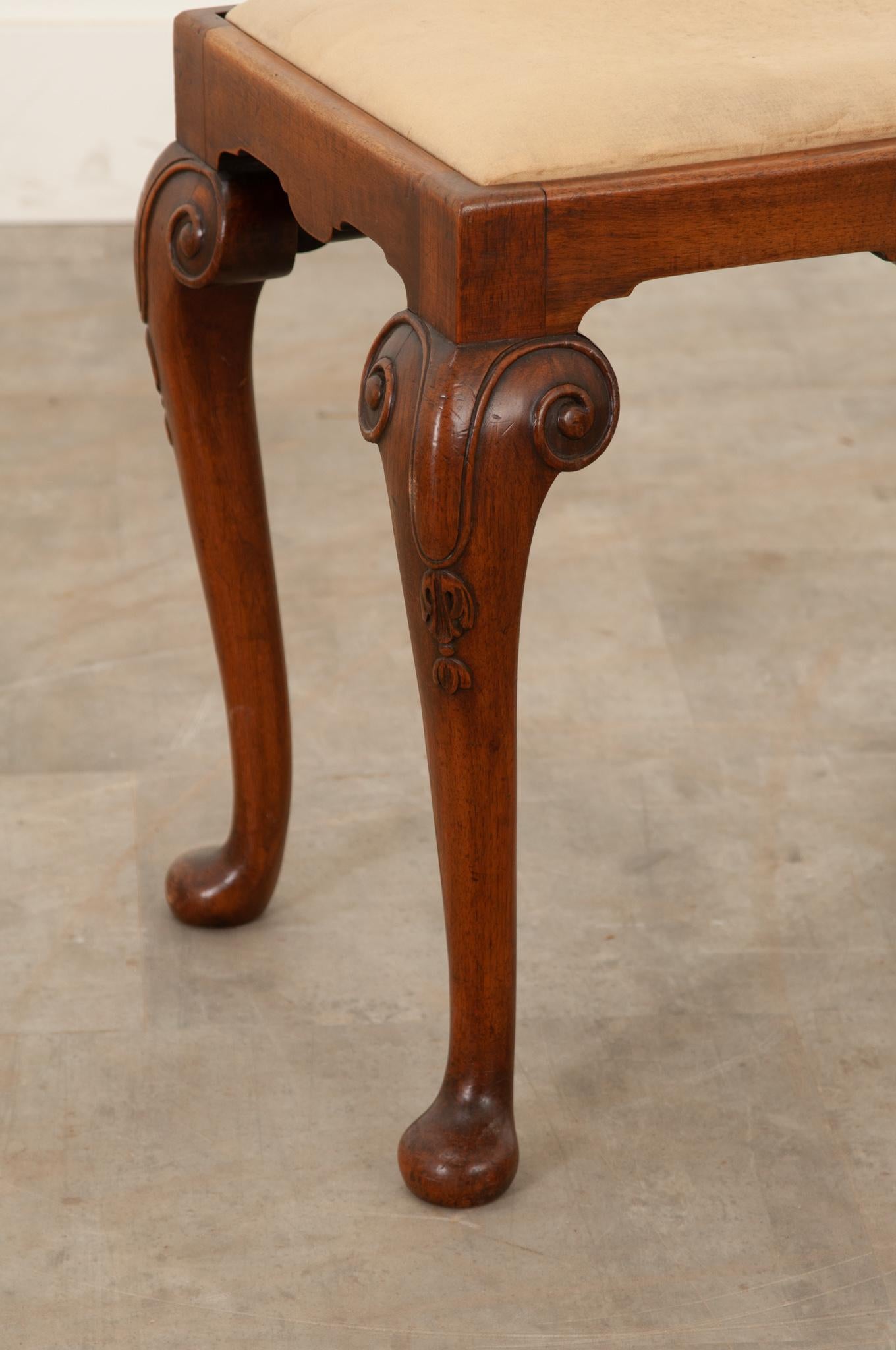 Woodwork English 19th Century Upholstered Stool For Sale