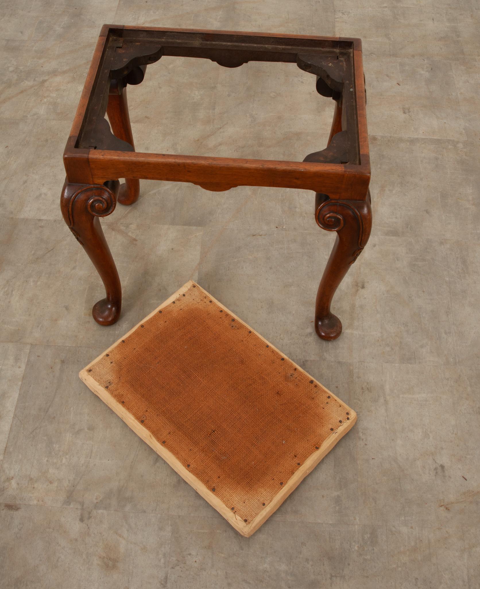English 19th Century Upholstered Stool For Sale 1