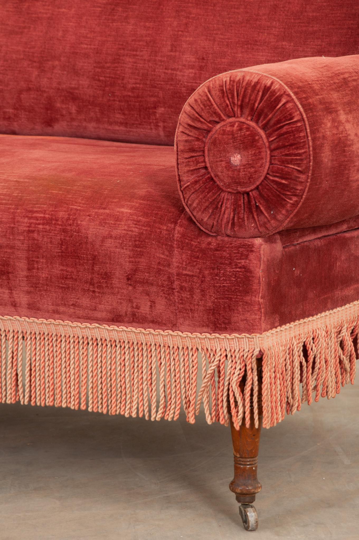 English 19th Century Velvet Sofa 5