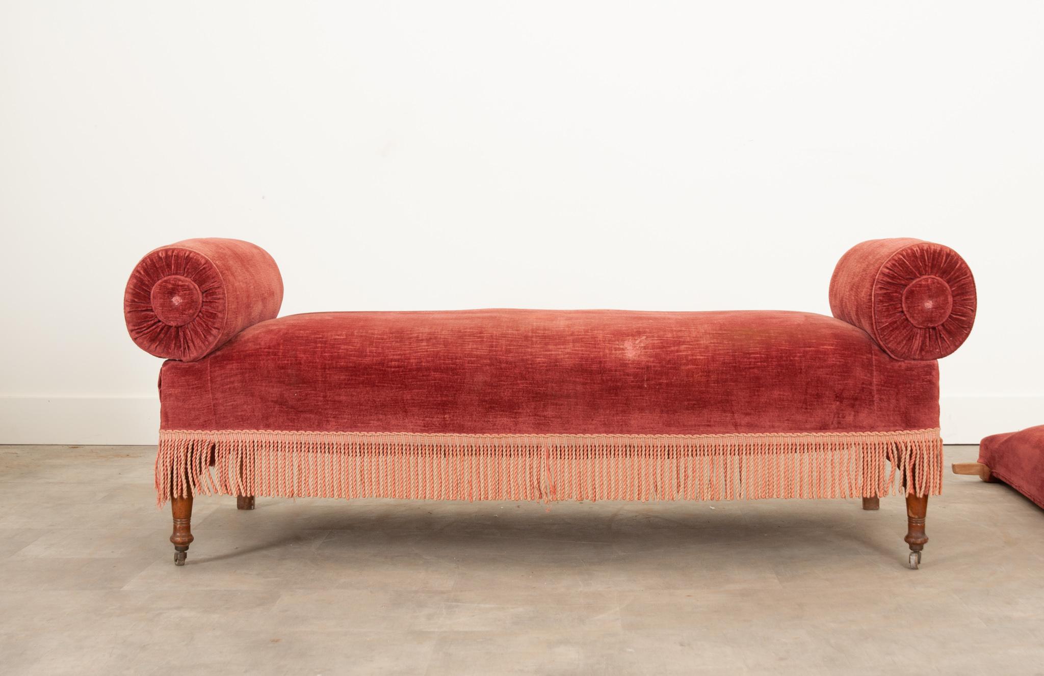 English 19th Century Velvet Sofa 8