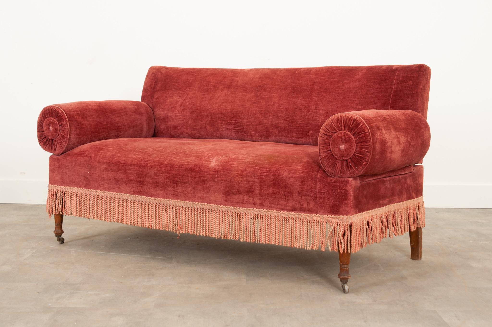 Wood English 19th Century Velvet Sofa