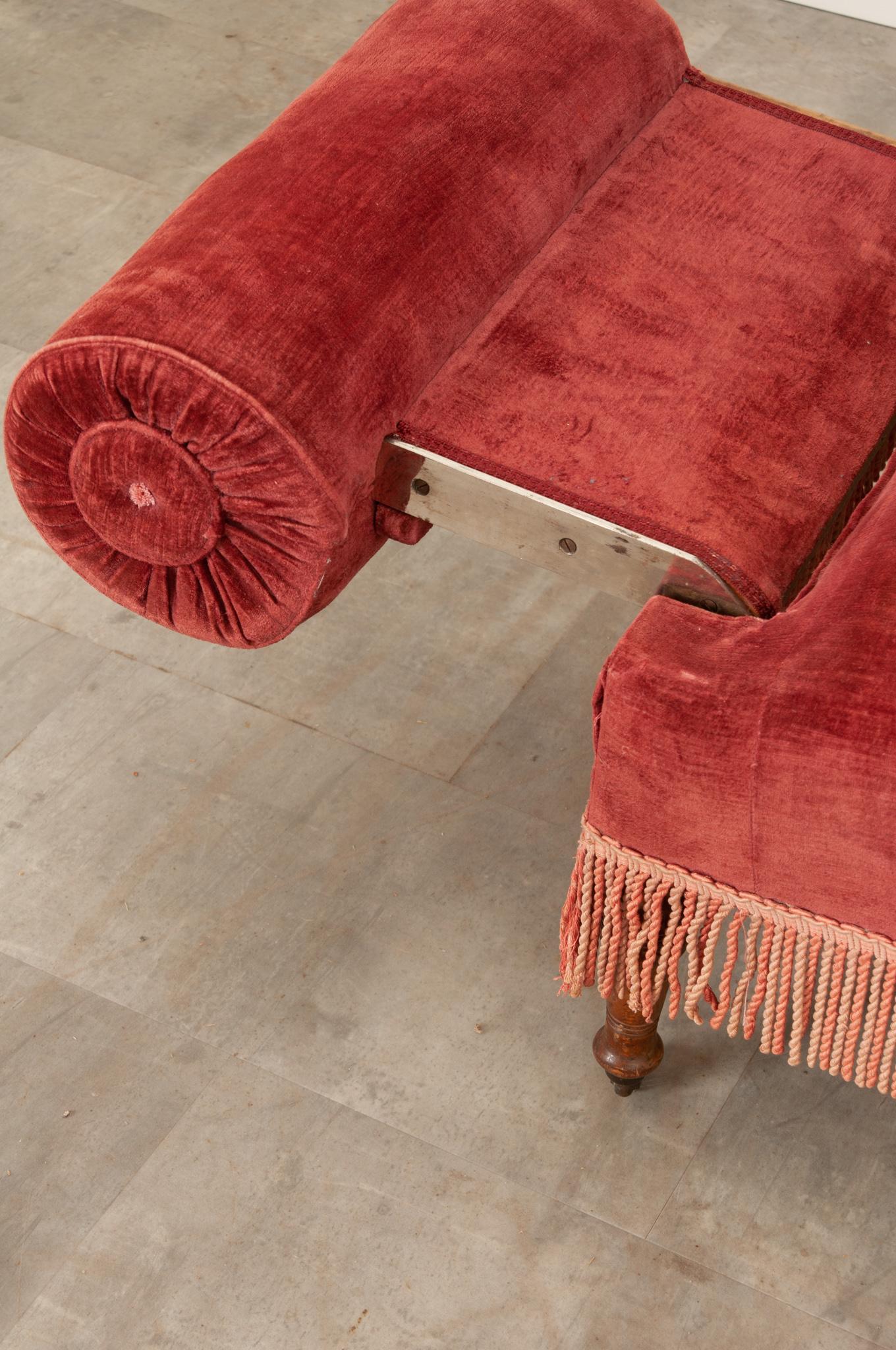 English 19th Century Velvet Sofa 1