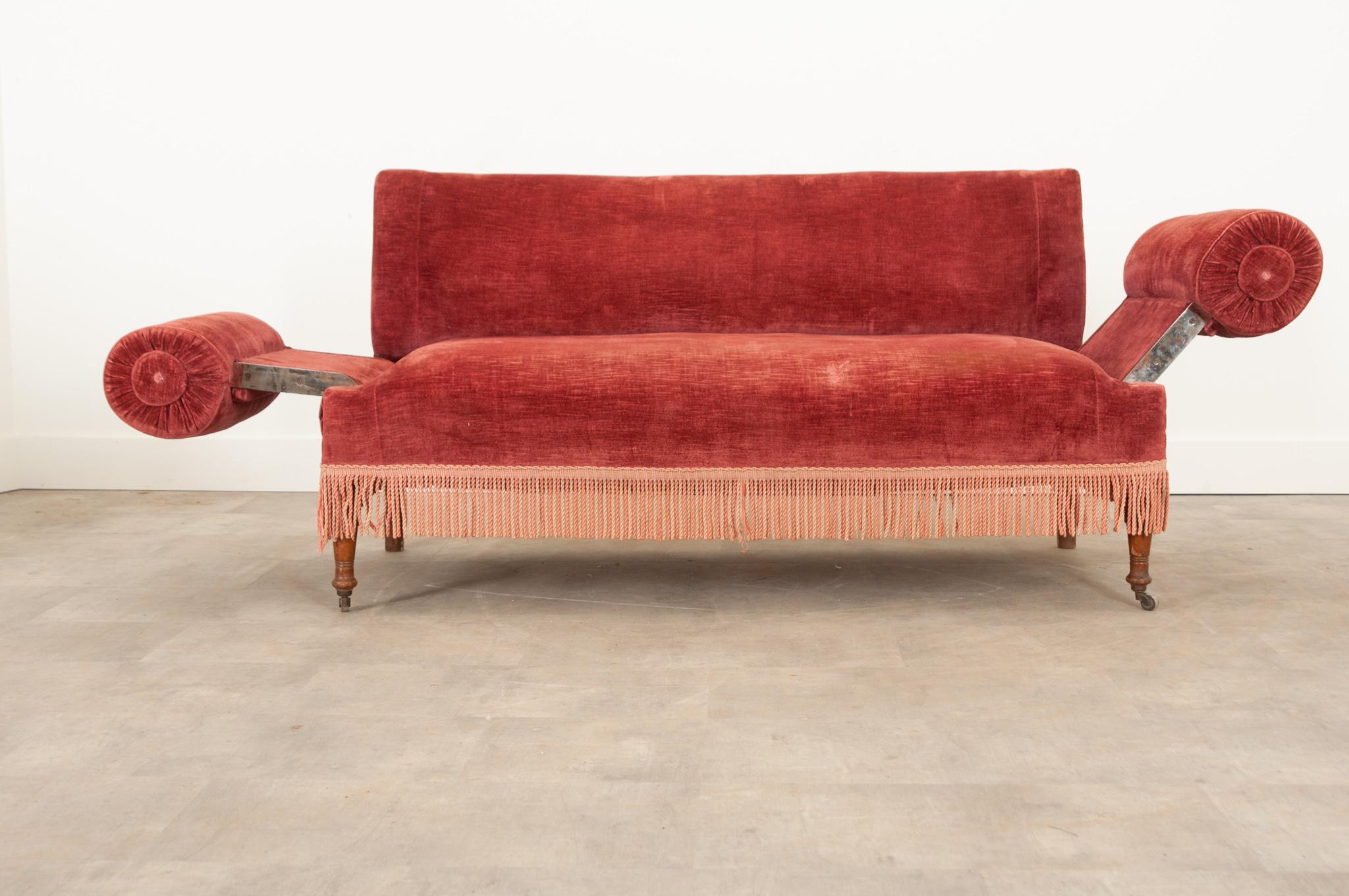 English 19th Century Velvet Sofa 2