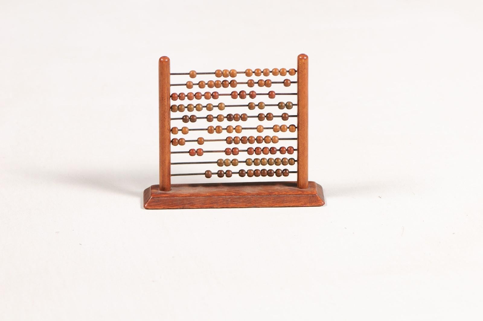 Iron English 19th Century Victorian Abacus with Horizontal Rods and Wooden Frame