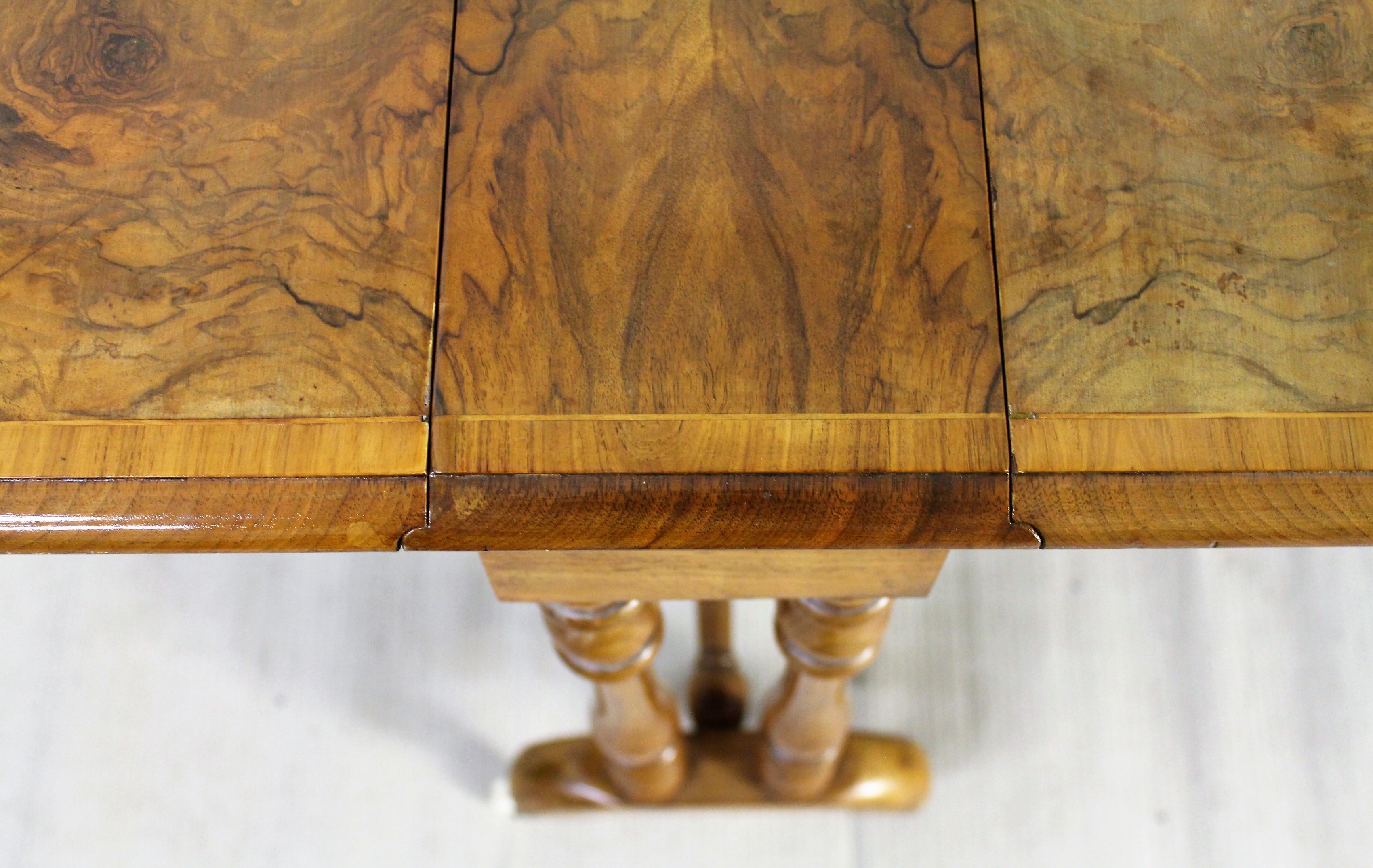 English 19th Century Victorian Burr Walnut Sutherland Table 1
