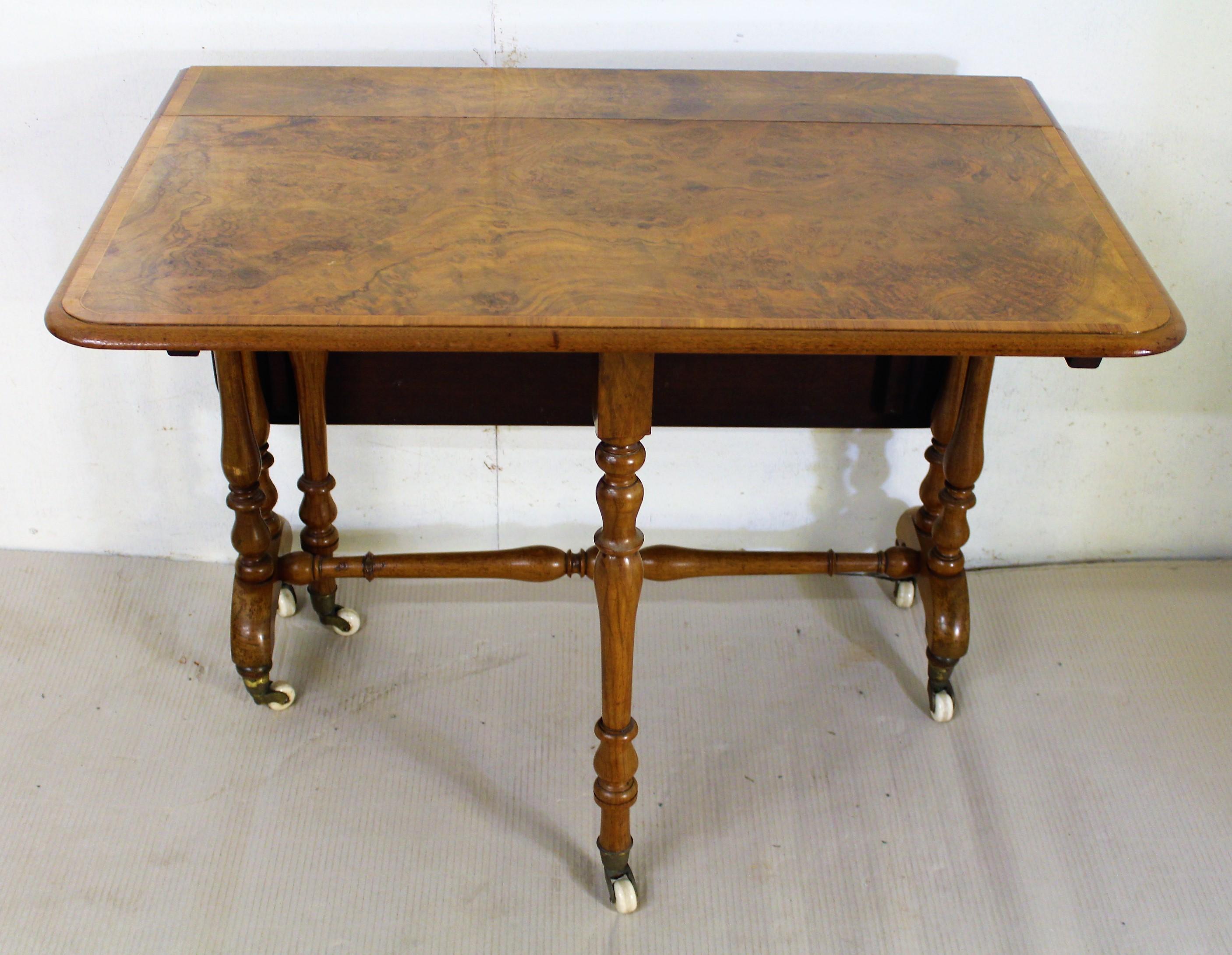 English 19th Century Victorian Burr Walnut Sutherland Table 2