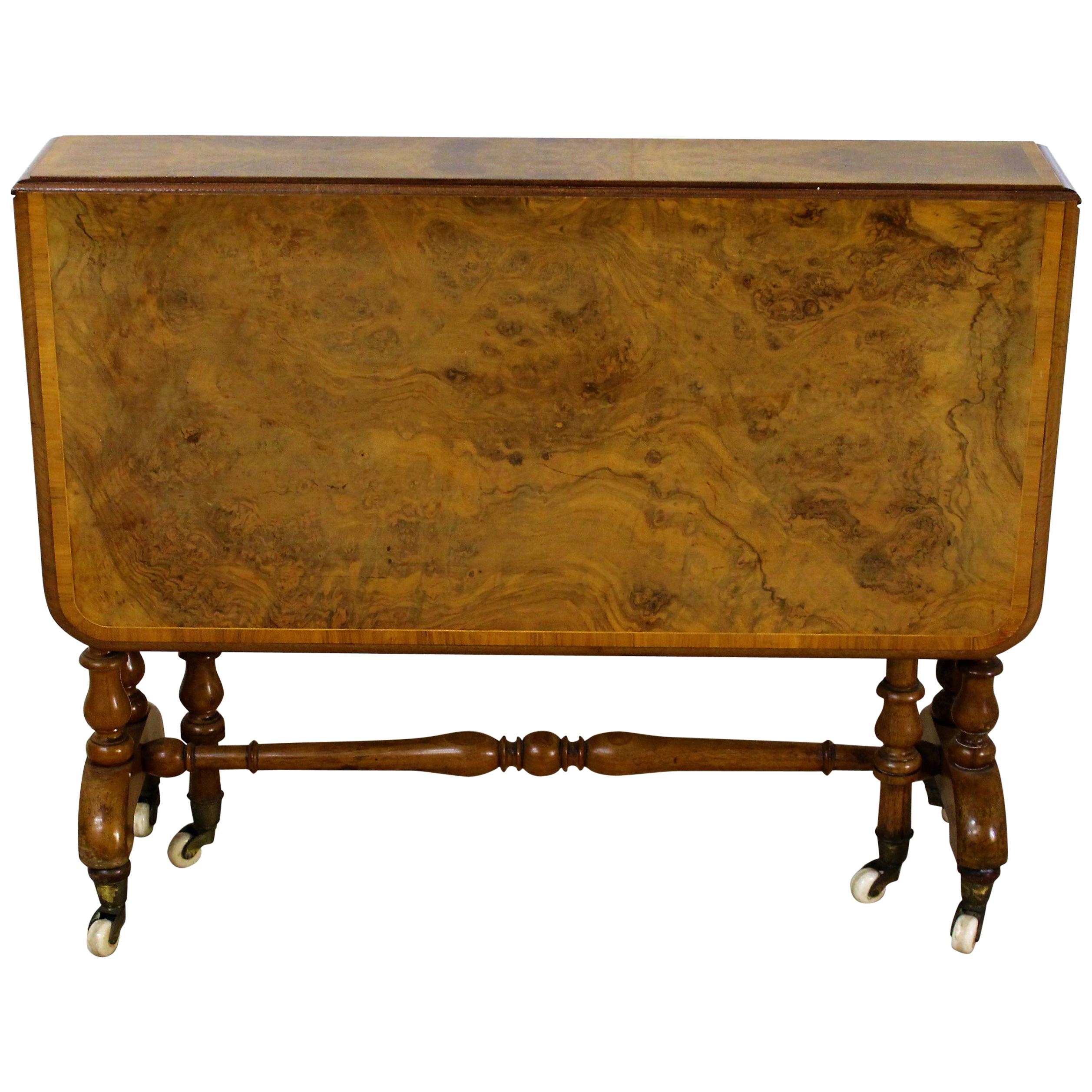 English 19th Century Victorian Burr Walnut Sutherland Table