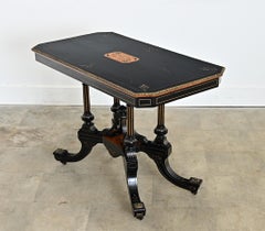 English 19th Century Victorian Ebonized and Inlay Center Table