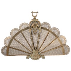 English 19th Century Victorian Peacock Fireside Fan