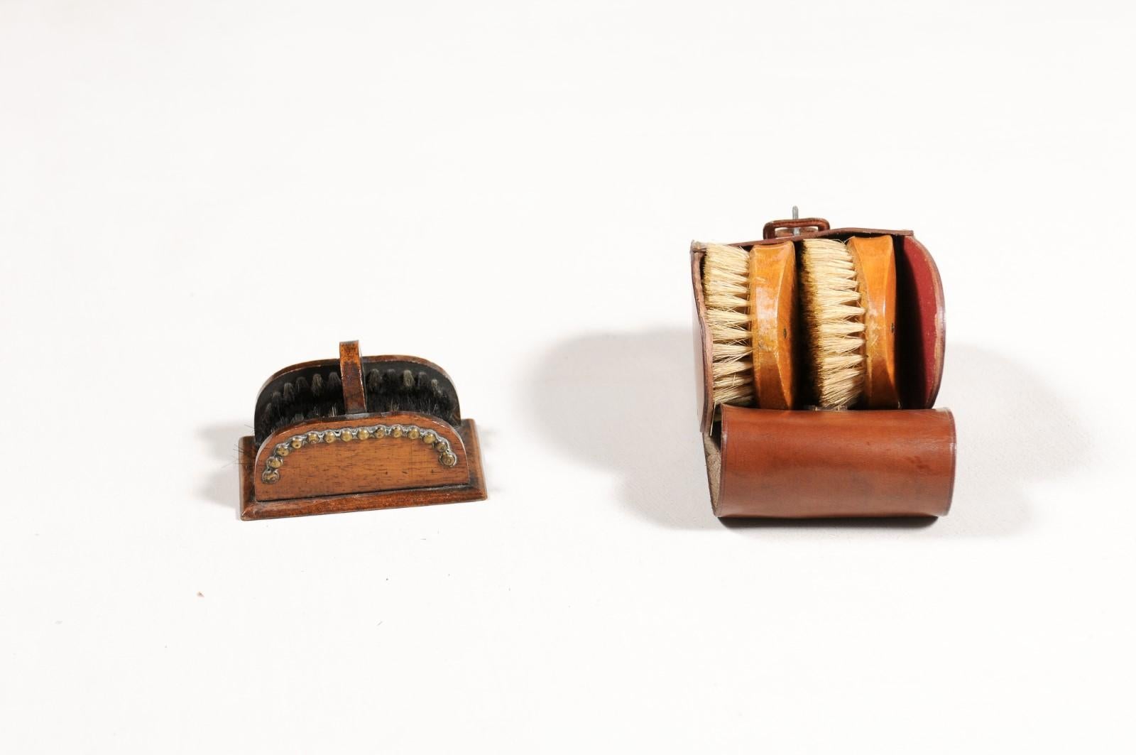 English 19th Century Victorian Shoe Care Set with Original Leather Case For Sale 4