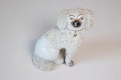 English 19th Century Victorian Split Leg Staffordshire Dog with White Coat